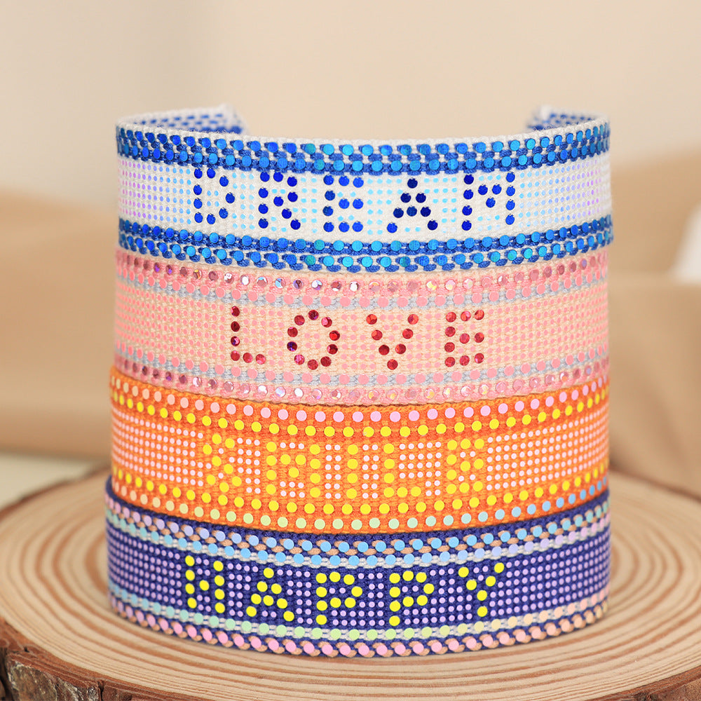 Wholesale Sequin Letter Creative Woven Bracelet