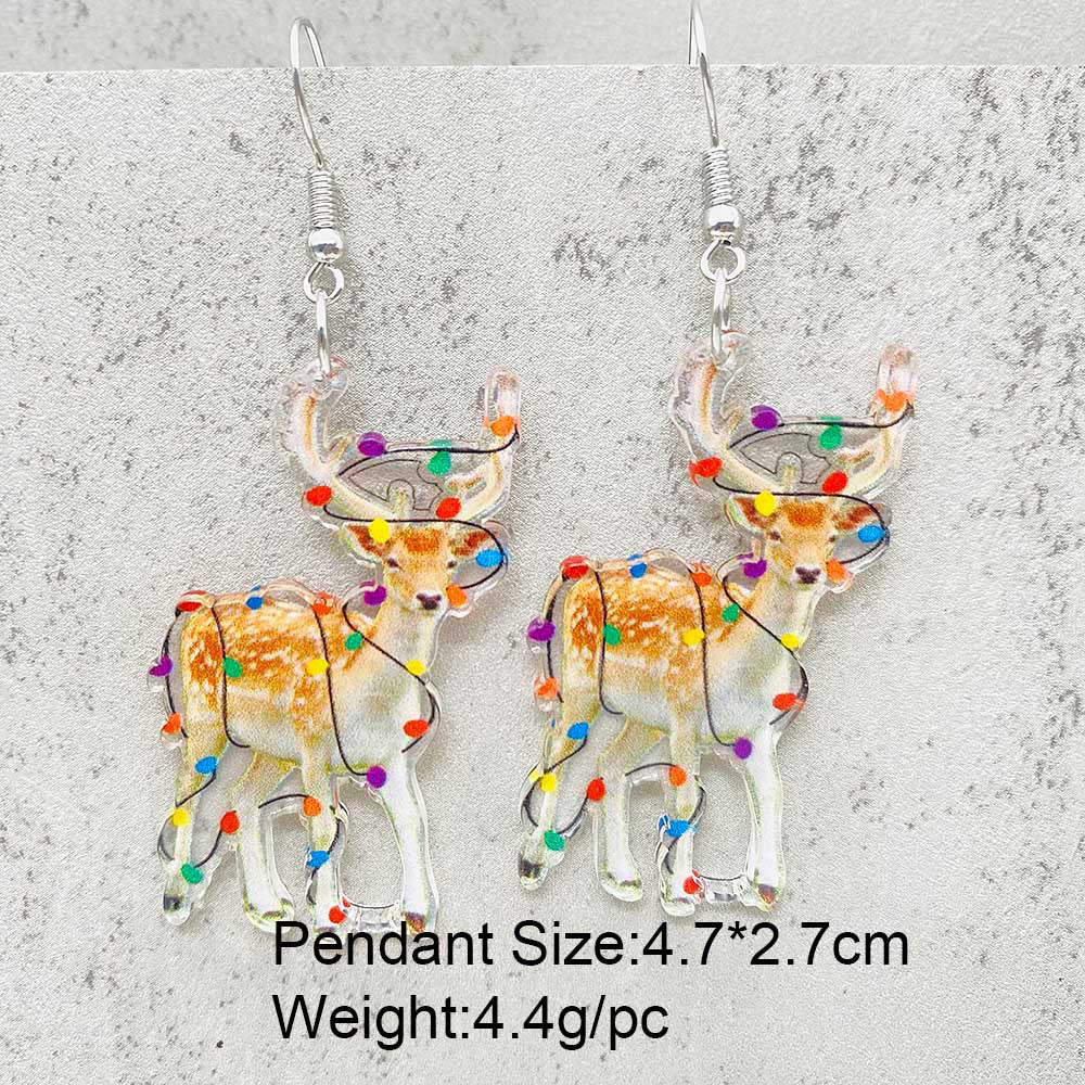 Wholesale Christmas Acrylic Lights Elk Dwarf Earrings