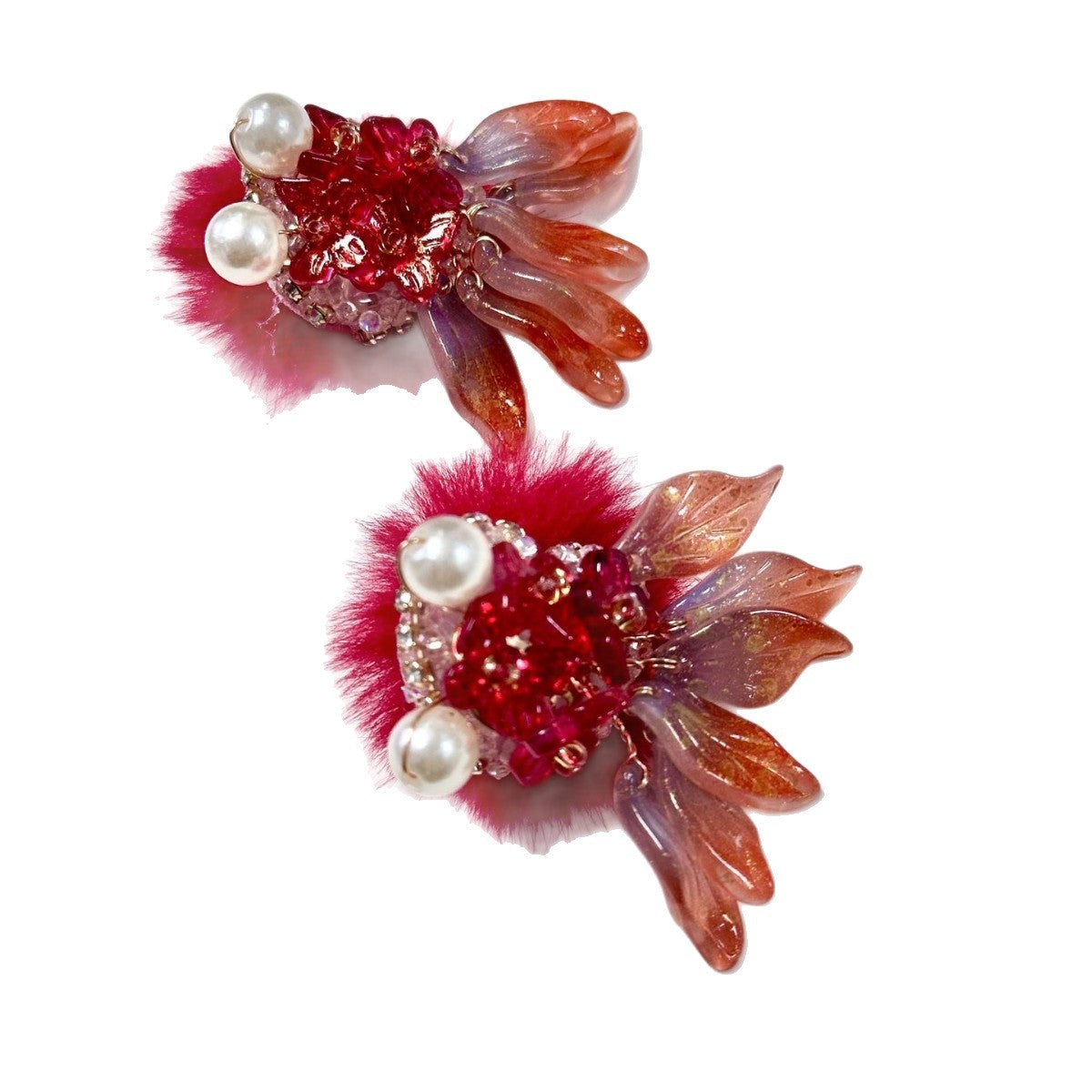 Wholesale beaded pens Hand-woven ancient-style beaded flower pen red koi