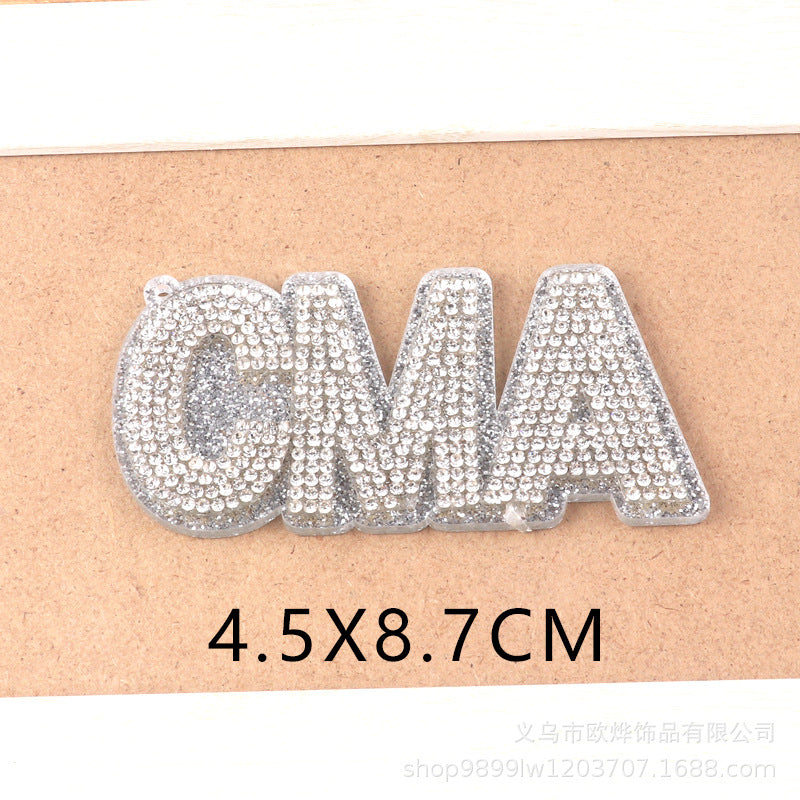 Wholesale Glitter Cartoon Letter  Acrylic DIY Patches