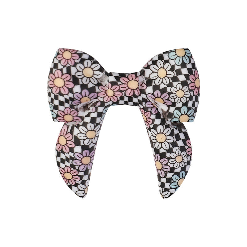 Wholesale  20pcs Bow Print 3D Silicone Bow Focal Beads Beaded Jewelry