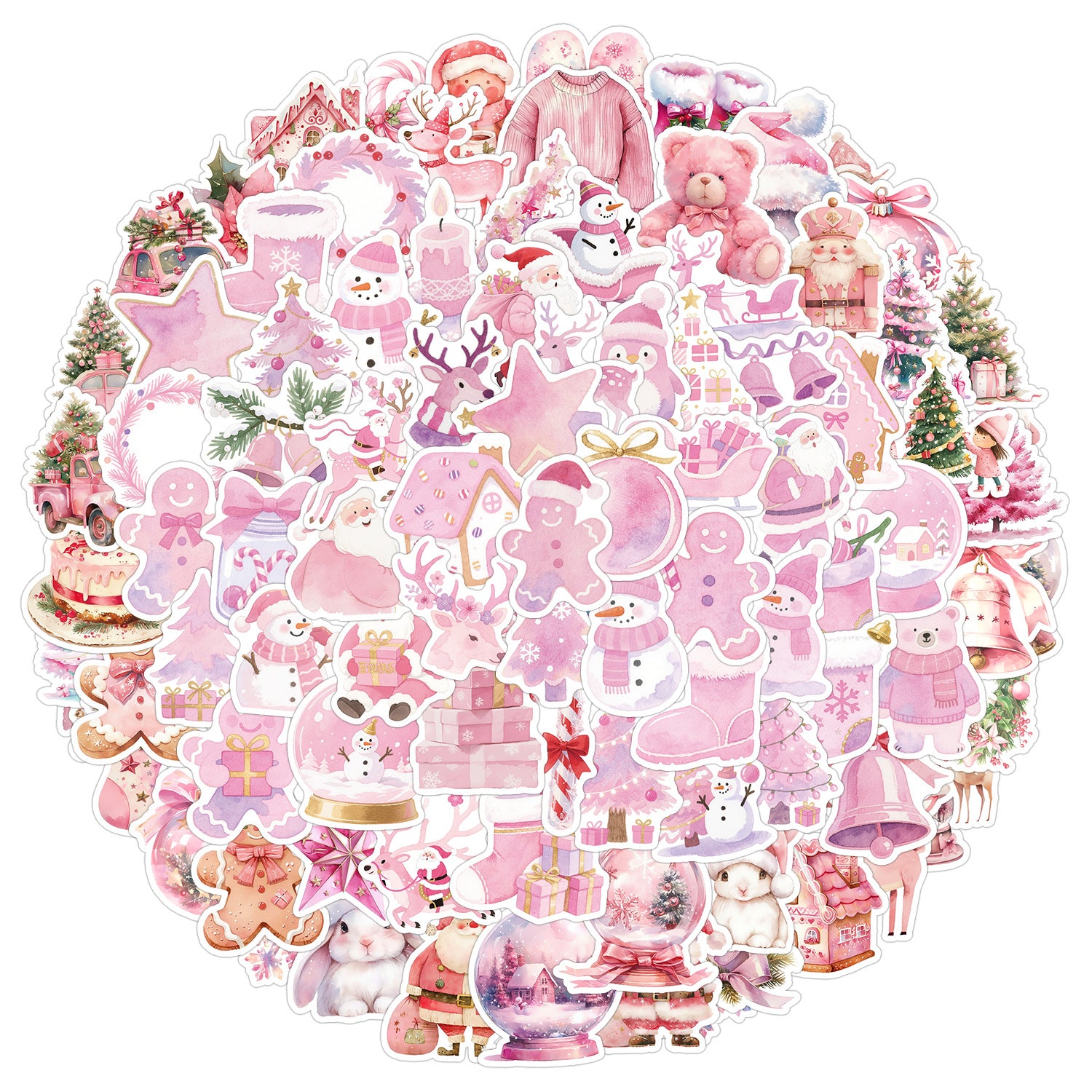 Wholesale 50/ 100pcs  pink Christmas graffiti stickers