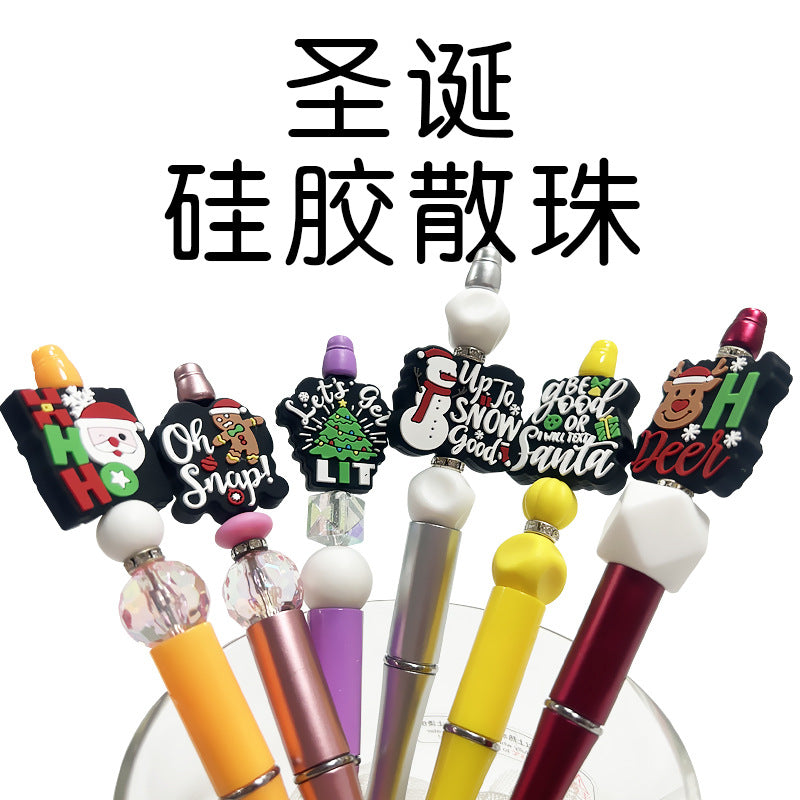 Wholesale Christmas Cute Silicone Pendant Beads DIY Beaded Pen Jewelry  Beads