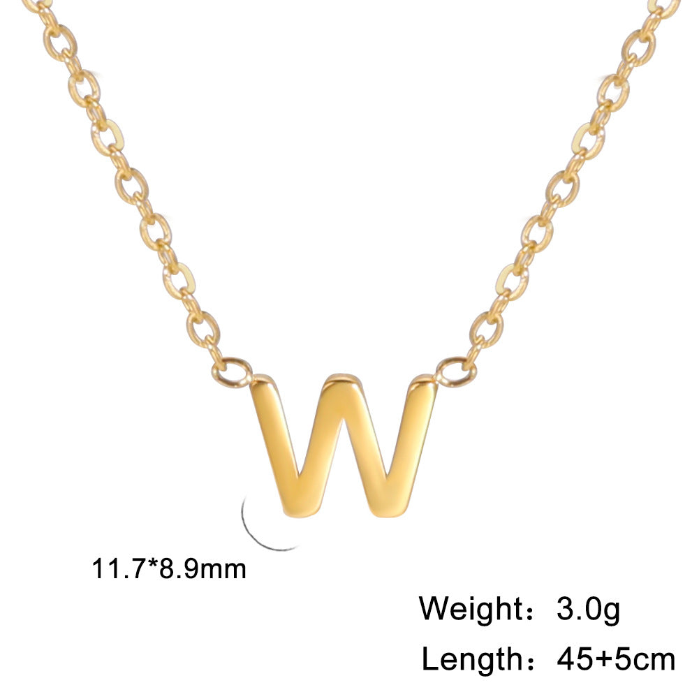 Wholesale 26 Letter 18k Genuine Gold Electroplating Non Fading Stainless Steel Necklace