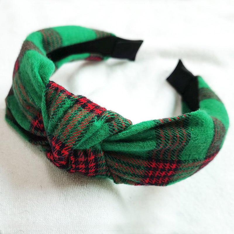Wholesale Christmas Series Plaid Bow Cloth Headband