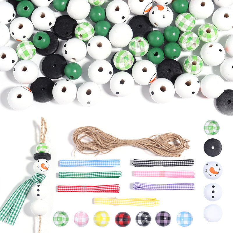 Wholesale Christmas Themed DIY Wooden Beaded Hemp Rope Set