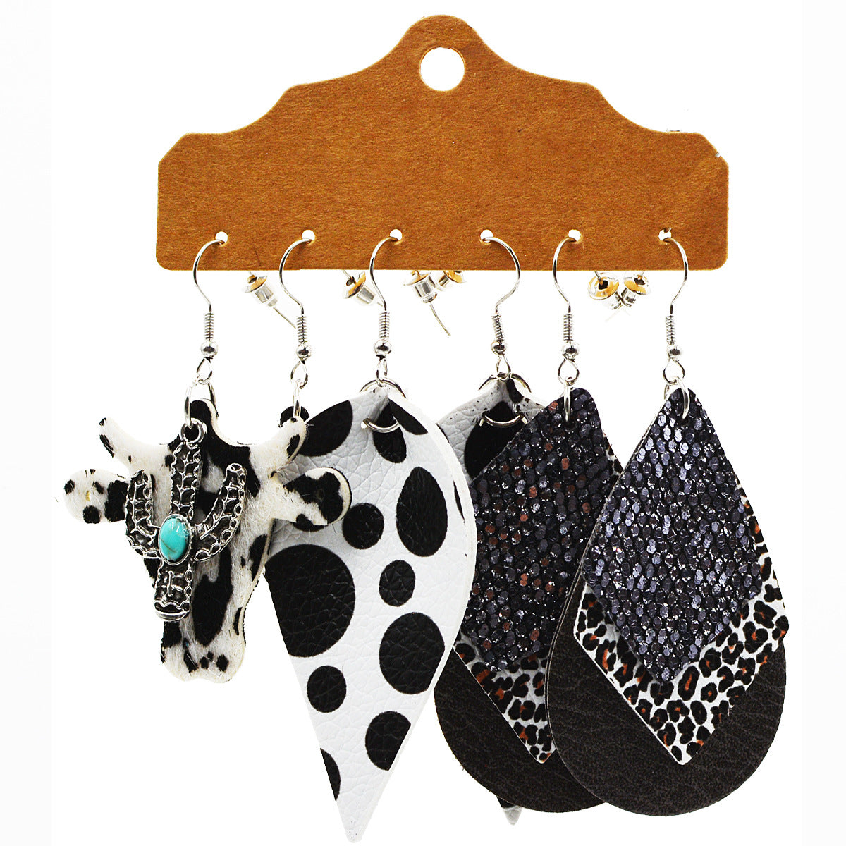 Wholesale Multi-layered Leather Earrings Symmetrical Love Earrings