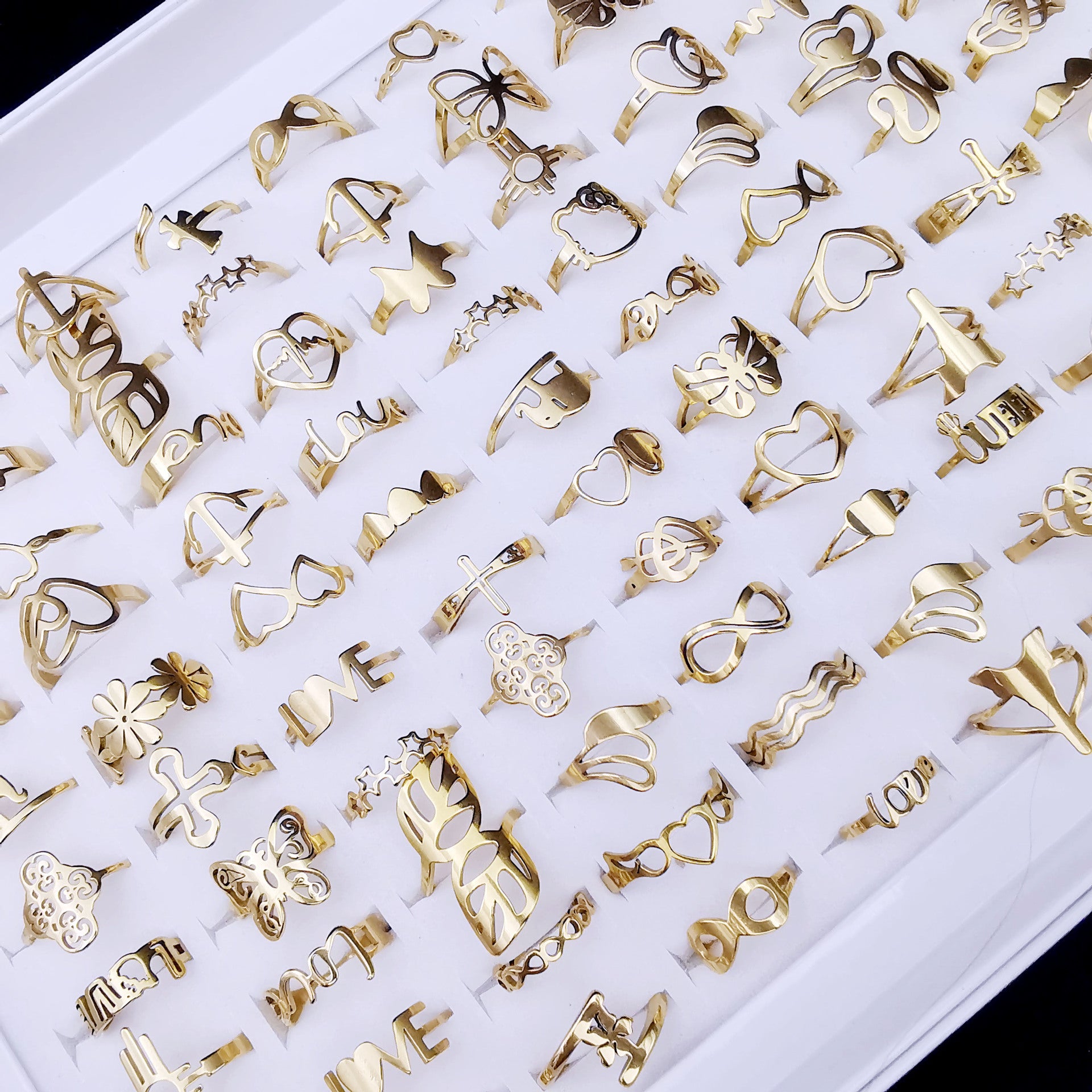 Anillo de estilo al azar de acero inoxidable de 20 piezas al por mayor