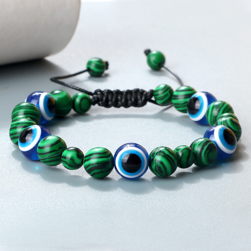 Wholesale  Jewelry Accessories 10mm Volcanic Rock Bracelet Turkey Devil' s Eye Beaded Hand Rope Adjustable