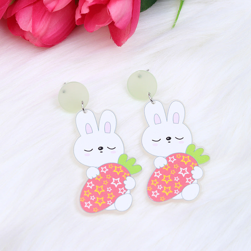 Wholesale Easter Rabbit Radish Chicken Acrylic Earrings