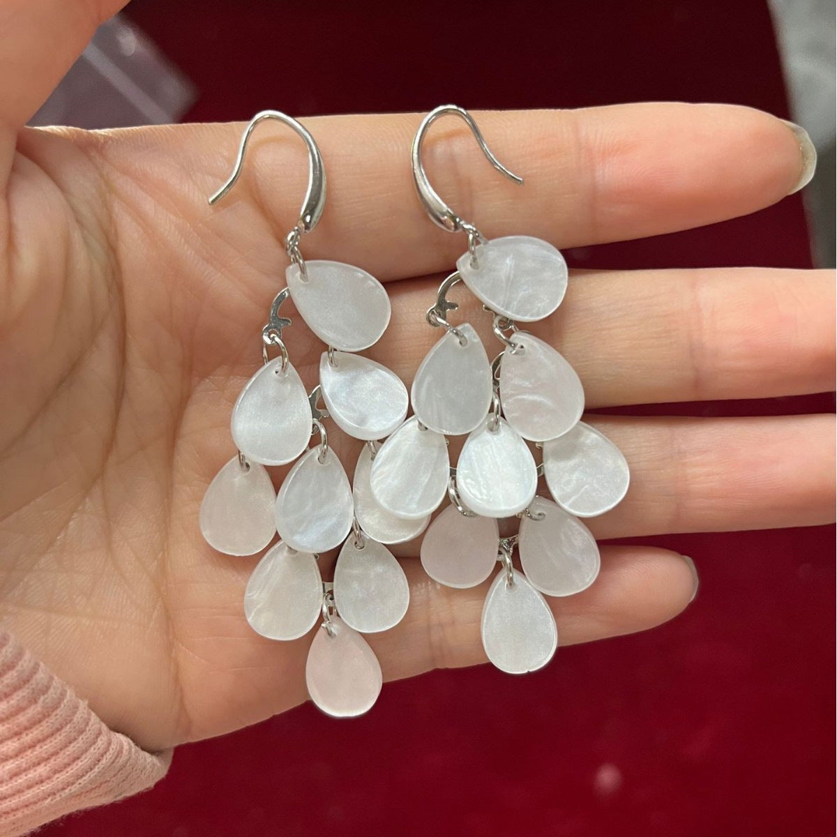 Wholesale Trendy Bohemian Water Drop Acrylic Tassel Earrings Japanese Korean Style Shell Design Fashion Jewelry Accessory For Vacation And Gift