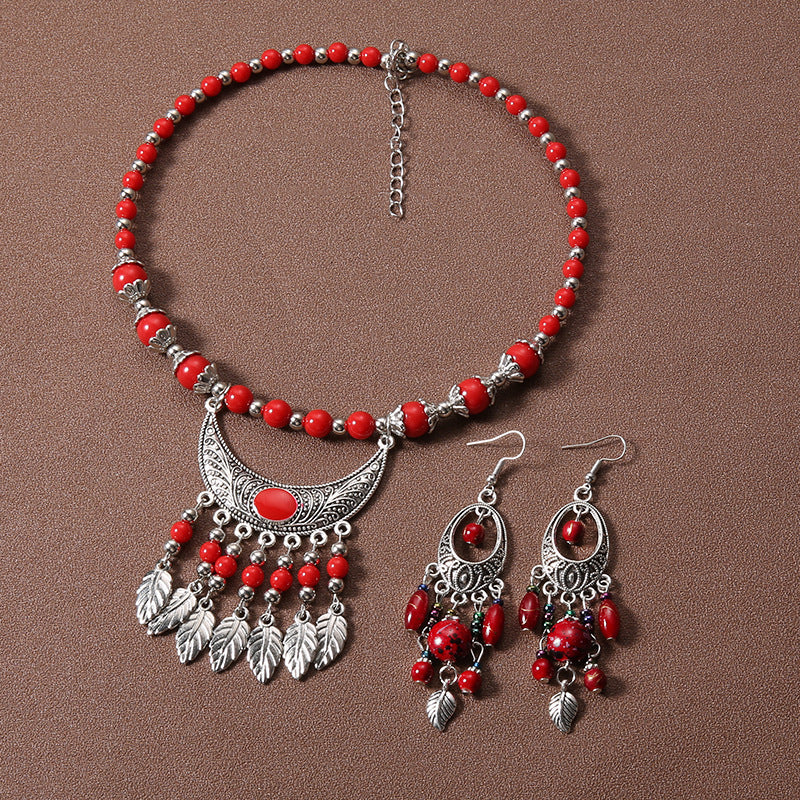 Wholesale Bohemian retro ethnic style ancient silver earrings