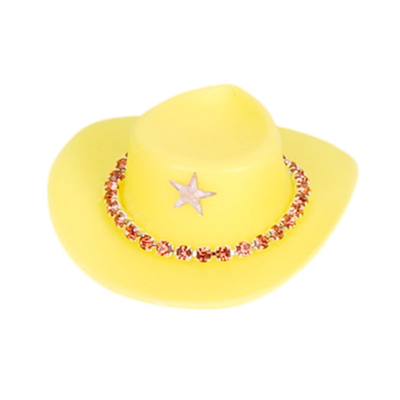 Wholesale Pink cowboy hat with diamond chain hairpin toy doll accessories hat plastic hat
