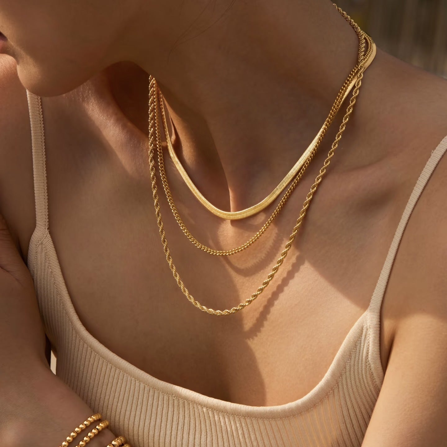 Wholesale Simple Layered Stainless Steel Thick Chain Necklace