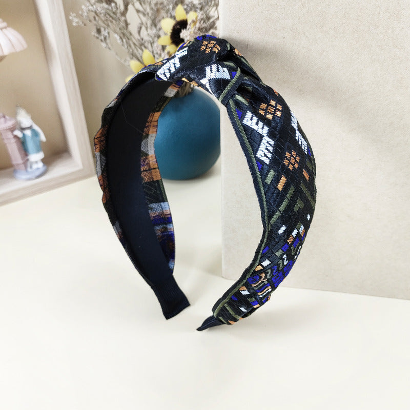 Wholesale Ethnic Style Embroidery Knot Fabric Hair Hoops