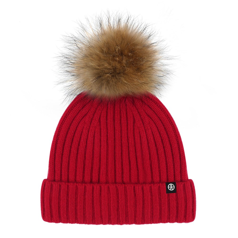 Wholesale Solid Color Wool Ball Knitted Hat Winter Woolen Hat