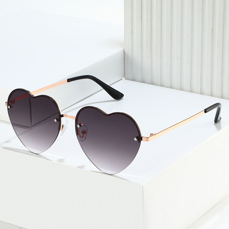 Wholesale Heart Half Frame Fashion Sunglasses