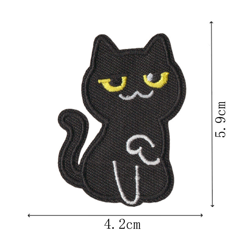 Wholesale Chic Black Cat Embroidered Patches Iron On Funny Mood Cat Set Of 9 For Clothing Repair And et Decoration