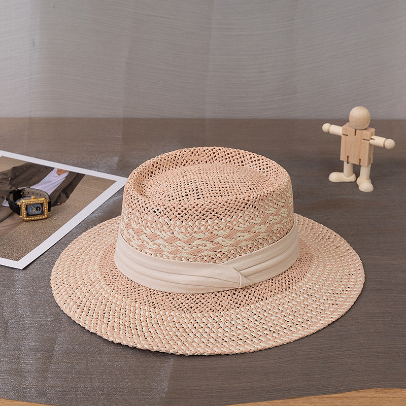 Wholesale Summer Color Matching Concave Top Straw Hat Sunshade Jazz Hat