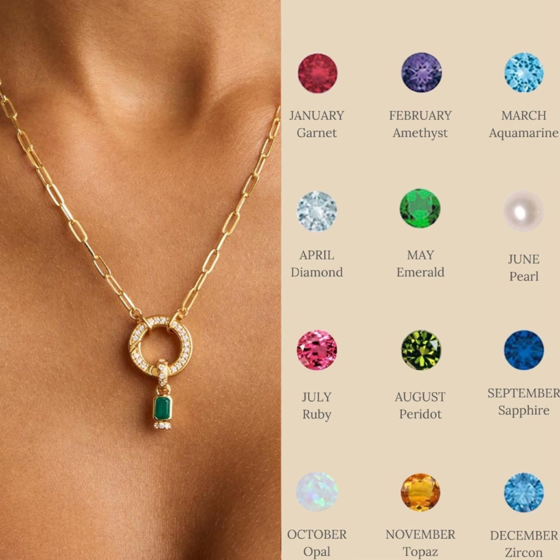 Wholesale Stylish January Birthstone Copper Pendant With Movable Clasp DIY Jewelry Accessory Mother S Day Gift