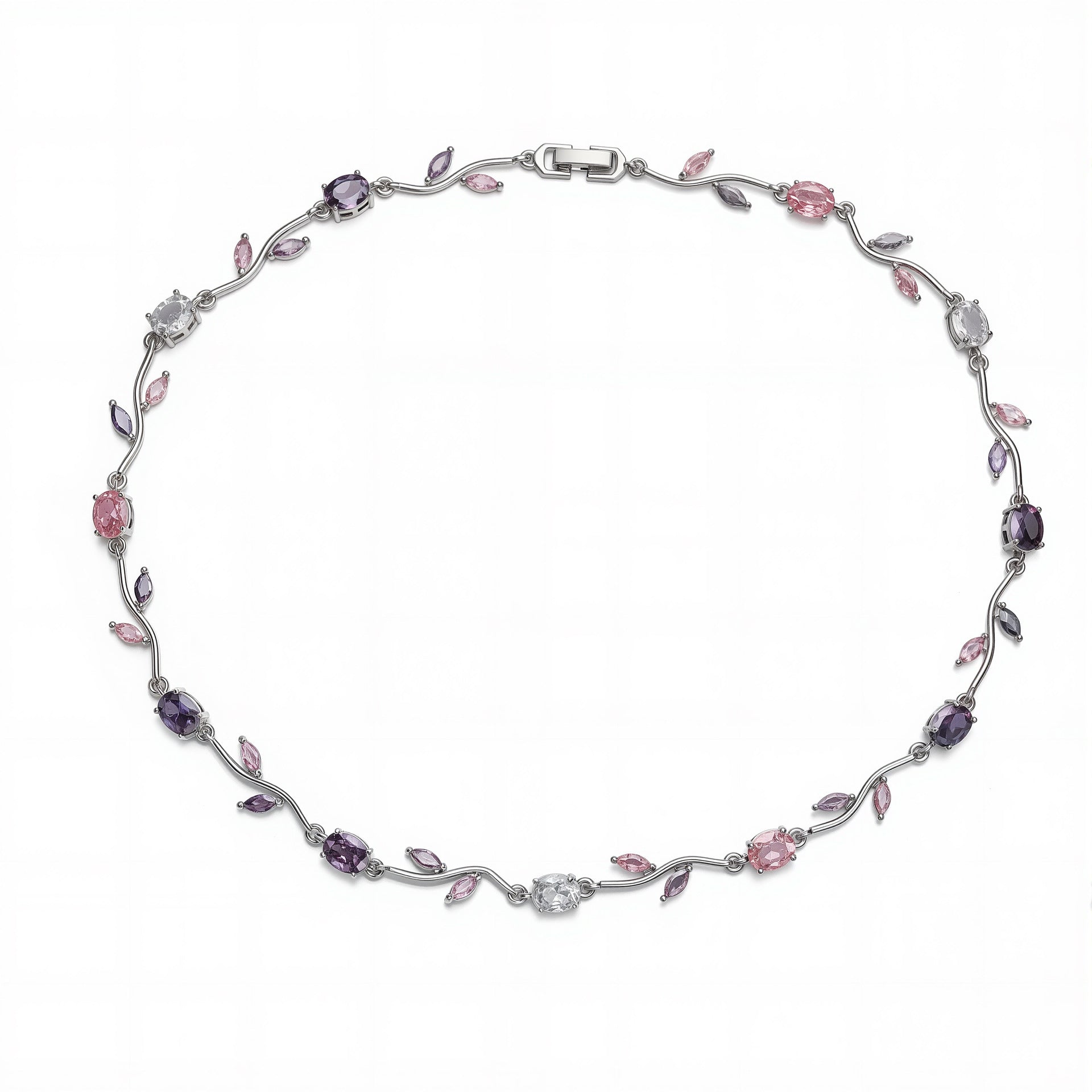 Wholesale Luxury Copper Inlaid Colored Diamond Bracelet Necklace Set