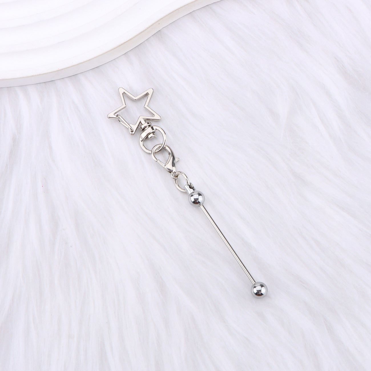 Wholesale  DIY Beaded Five-Pointed Star Keychain Metal Beaded Keychain