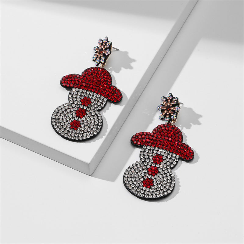 Wholesale Santa Christmas Tree Fabric Diamond Earrings