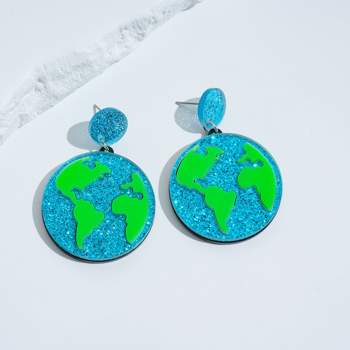 Wholesale Earth Eco-Friendly Glitter Acrylic Round Earrings