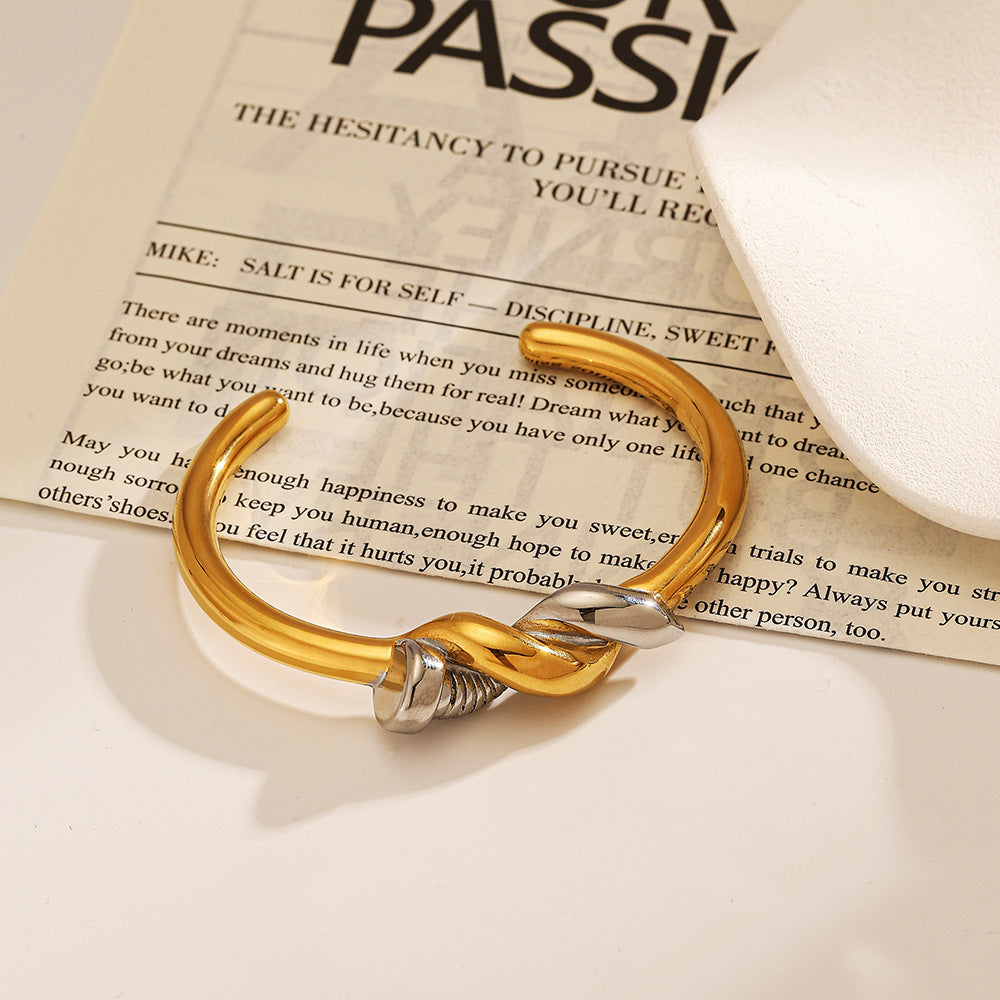 Wholesale Stainless steel polished screw gold-tone open bangle