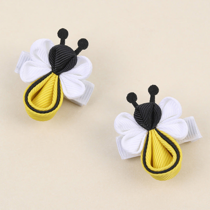 Wholesale 20pcs/pack children' s hair accessories all-match fresh hairpin cute bee ribbon bow hairpin