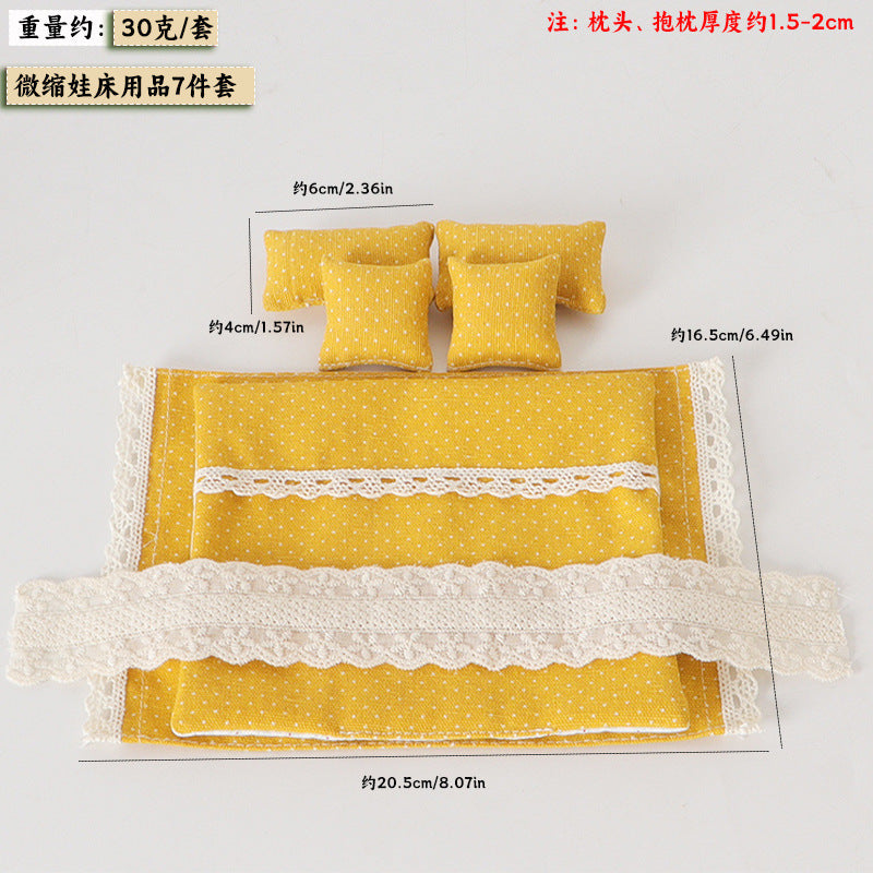 Wholesale 1: 12 Bedding Set Quilt Pillow Model Bedroom Scene Doll Accessories