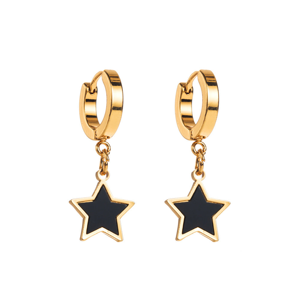 Wholesale Stainless Steel Pentagram Love Cross Earrings