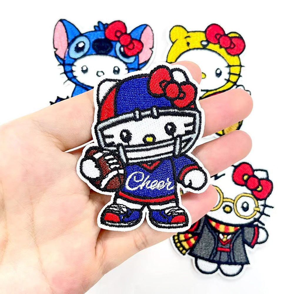 Wholesale Embroidered Cartoon Cat Patch Set 4Pcs Iron On DIY Accessory For Clothing Bags Street Magic Sports Themes OLY Exclusive