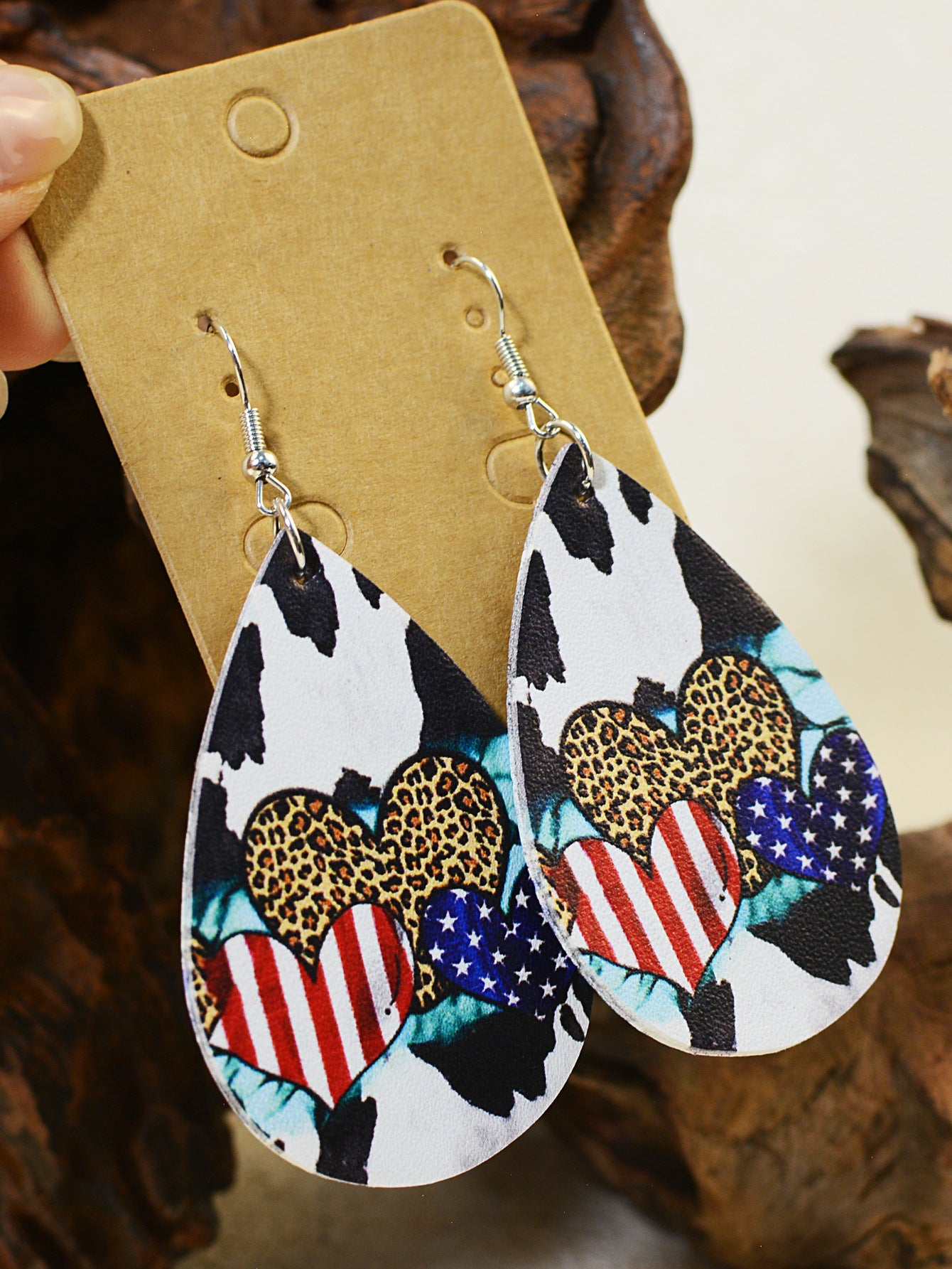 Wholesale Valentine's Day Leather Double-sided Printing Soft Material Graffiti Hand-painted Earrings