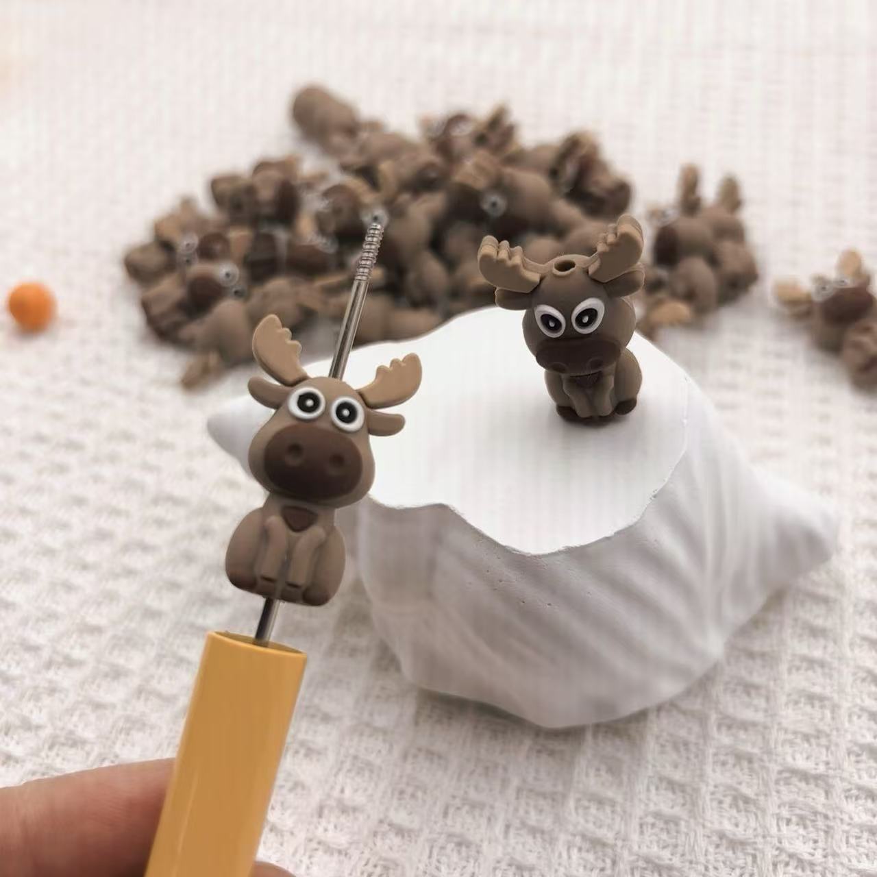 Wholesale New Silicone Creative Beads Cartoon Deer Silicone Beads 10pcs/pack