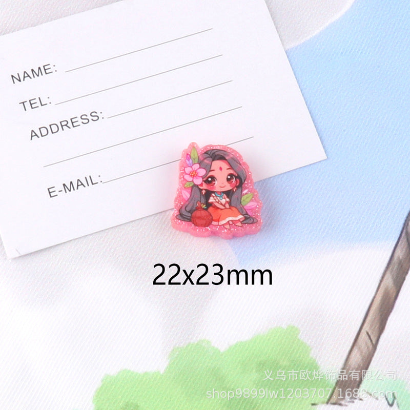 Wholesale 10pcs glitter cartoon straight-hole DIY acrylic beads OLY Exclusive