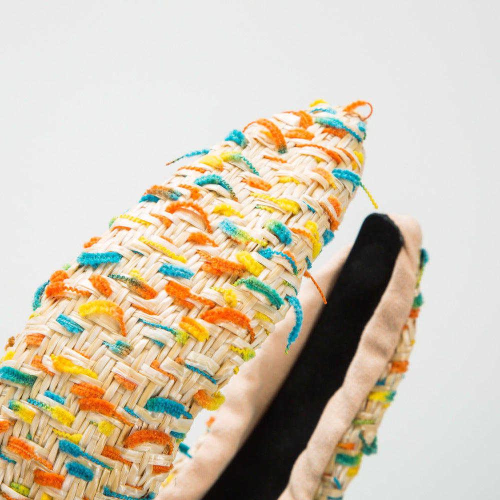 Wholesale Wide Border Braided Flower Fabric Twist Headband