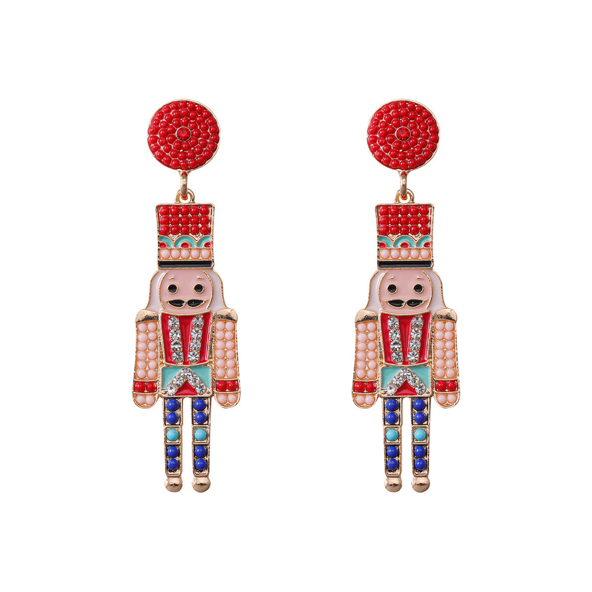 Wholesale Soldier Alloy Oil Drop Diamond Rice Bead Earrings