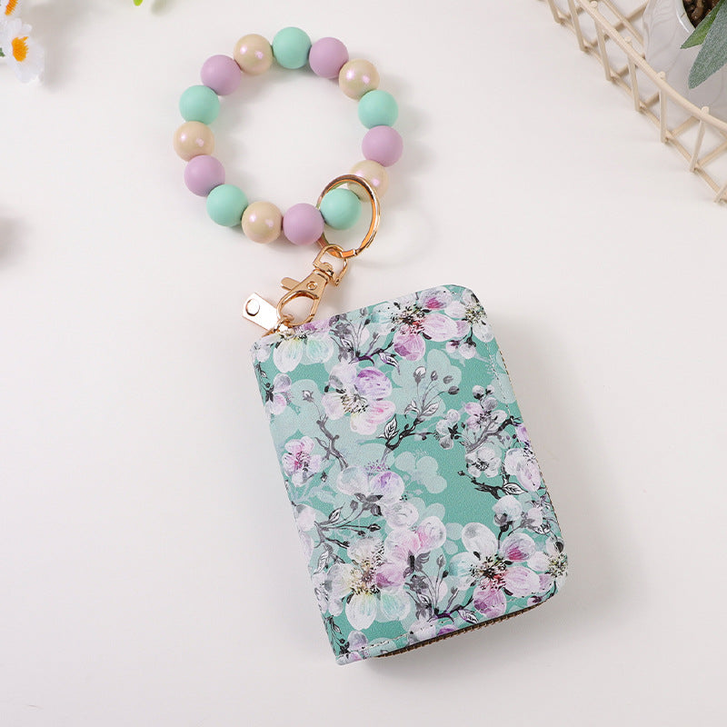Wholesale printing  card organ storage bag change card clip bag haze silicone beads beaded