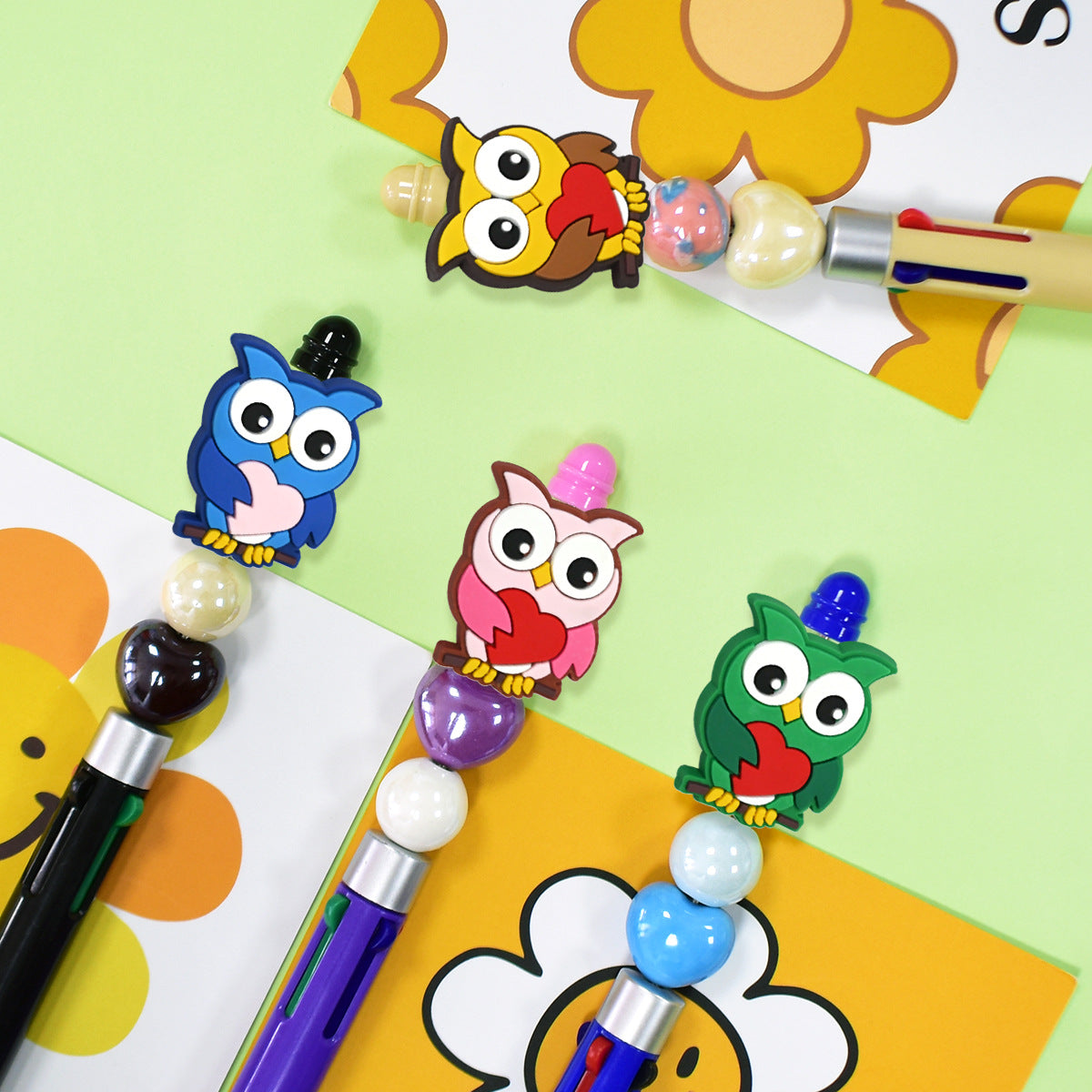 Wholesale 100pcs Owl Series Creative Bead Jewelry Soft Rubber Beads