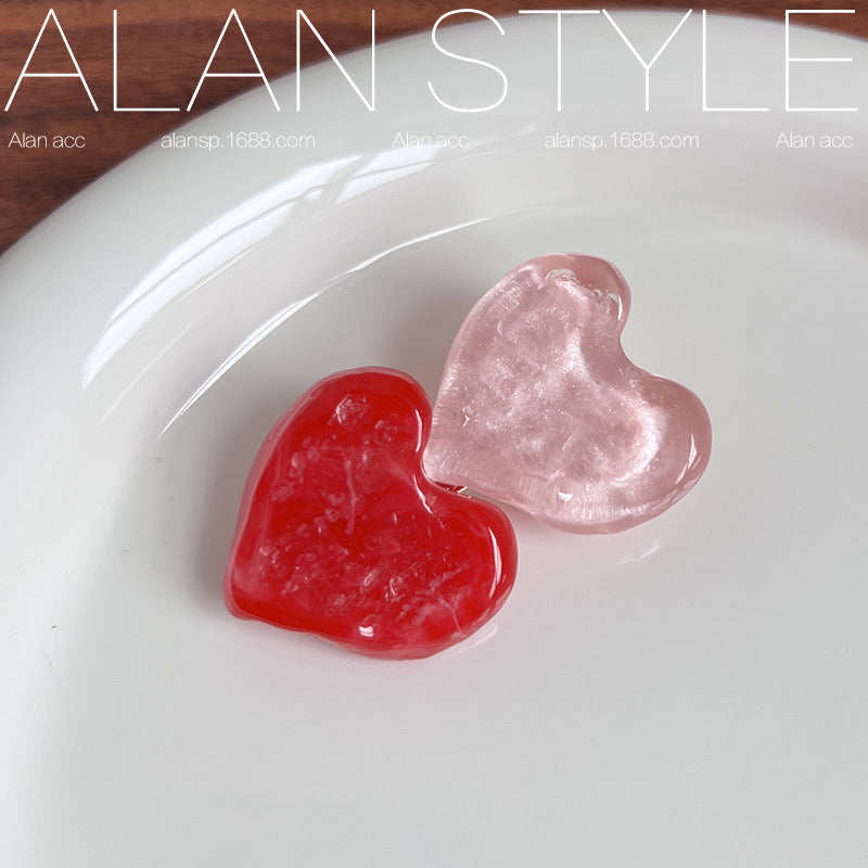 Wholesale Marble Heart Sweet Resin Hair Clips