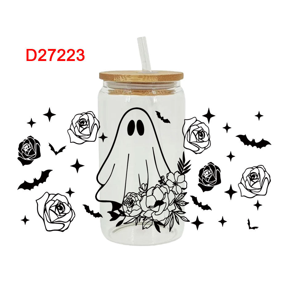 Wholesale Pumpkin Ghost Skeleton Halloween 16oz Cup UV DTF Wraps