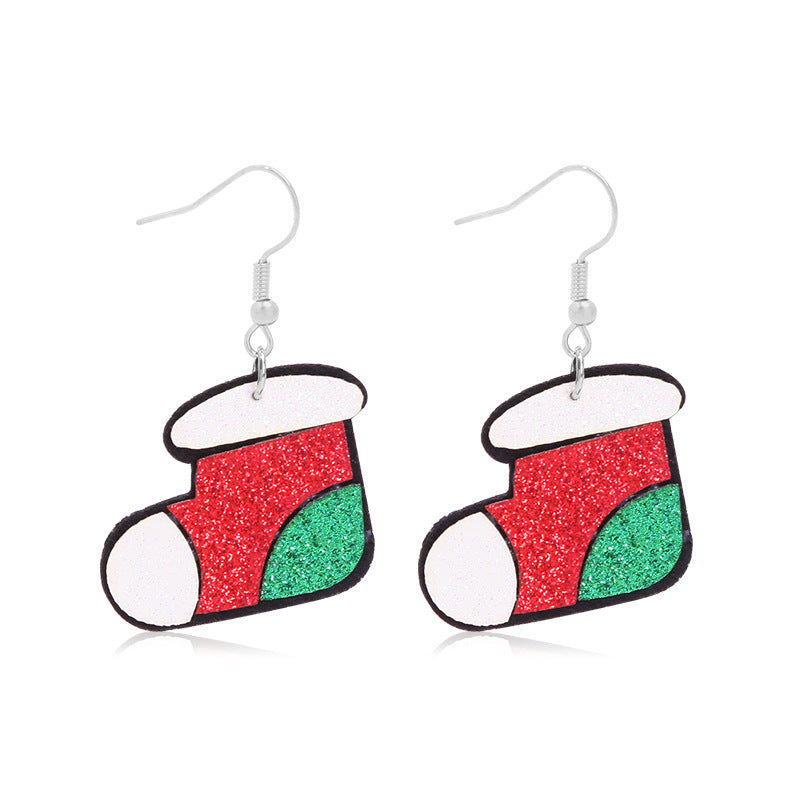 Wholesale Christmas Fabric Shining Christmas Tree Sunflower Earrings