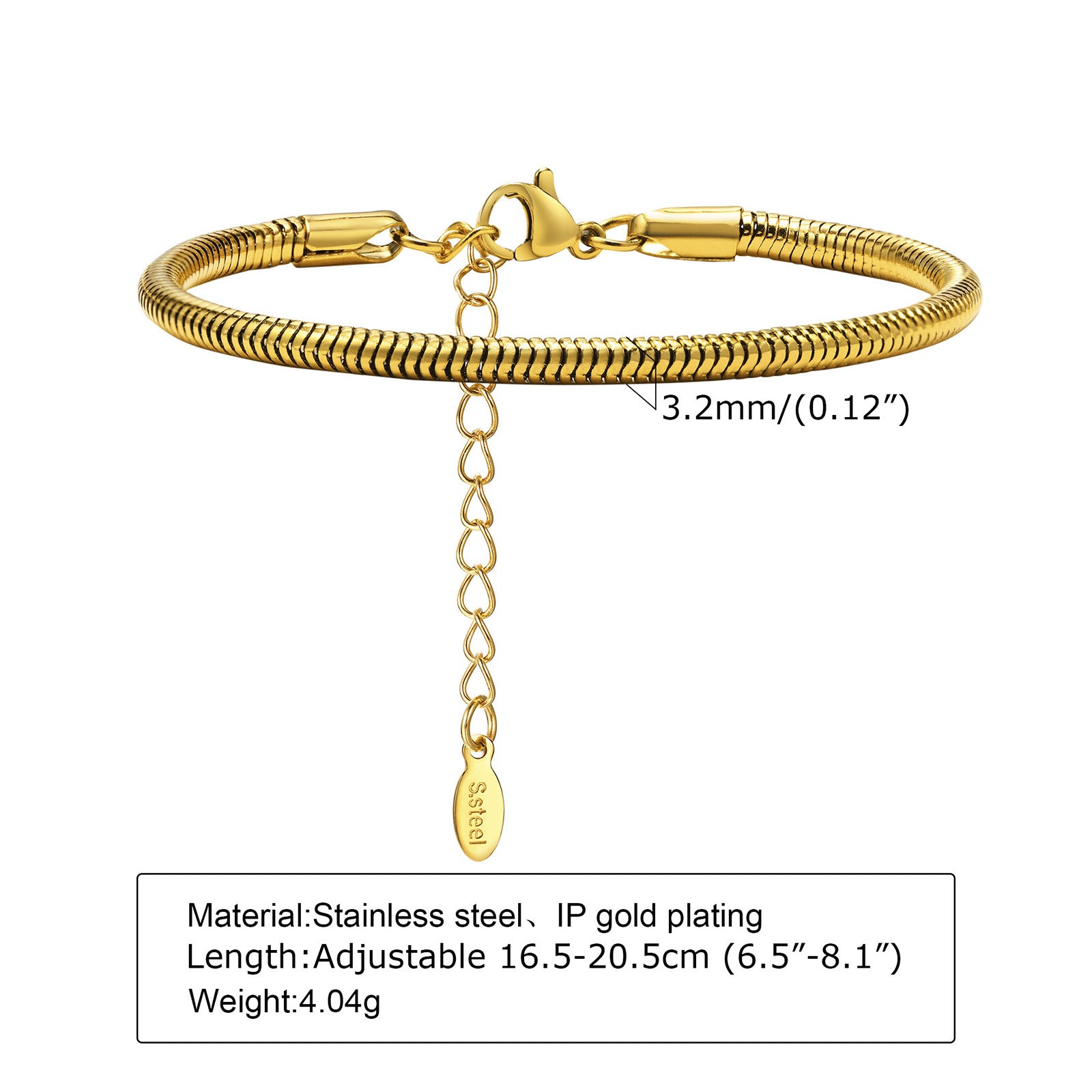 Wholesale Stainless Steel Blade Flat Snake Bracelet