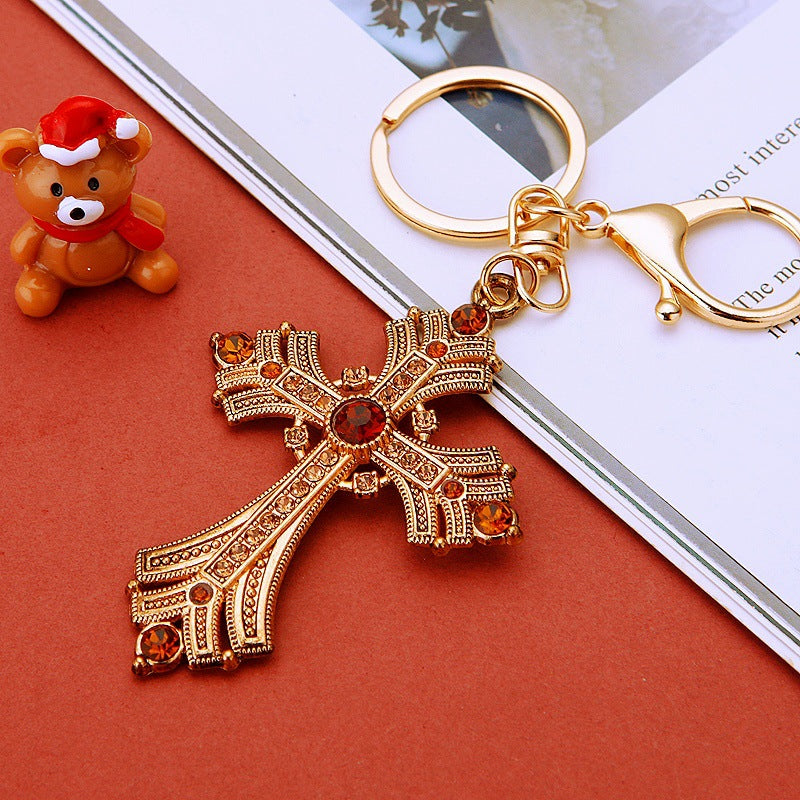 Wholesale Metal Crystal Four Leaf Clover Keychain Rhinestone Bag Charm Car Key Ring Fashion Accessory