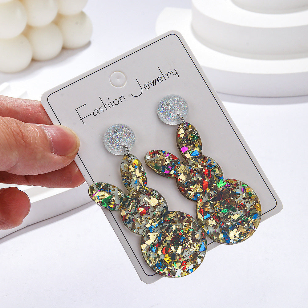 Wholesale New Easter Acrylic Earrings Handmade Shining Colorful Egg Cute Rabbit Stitching Earrings