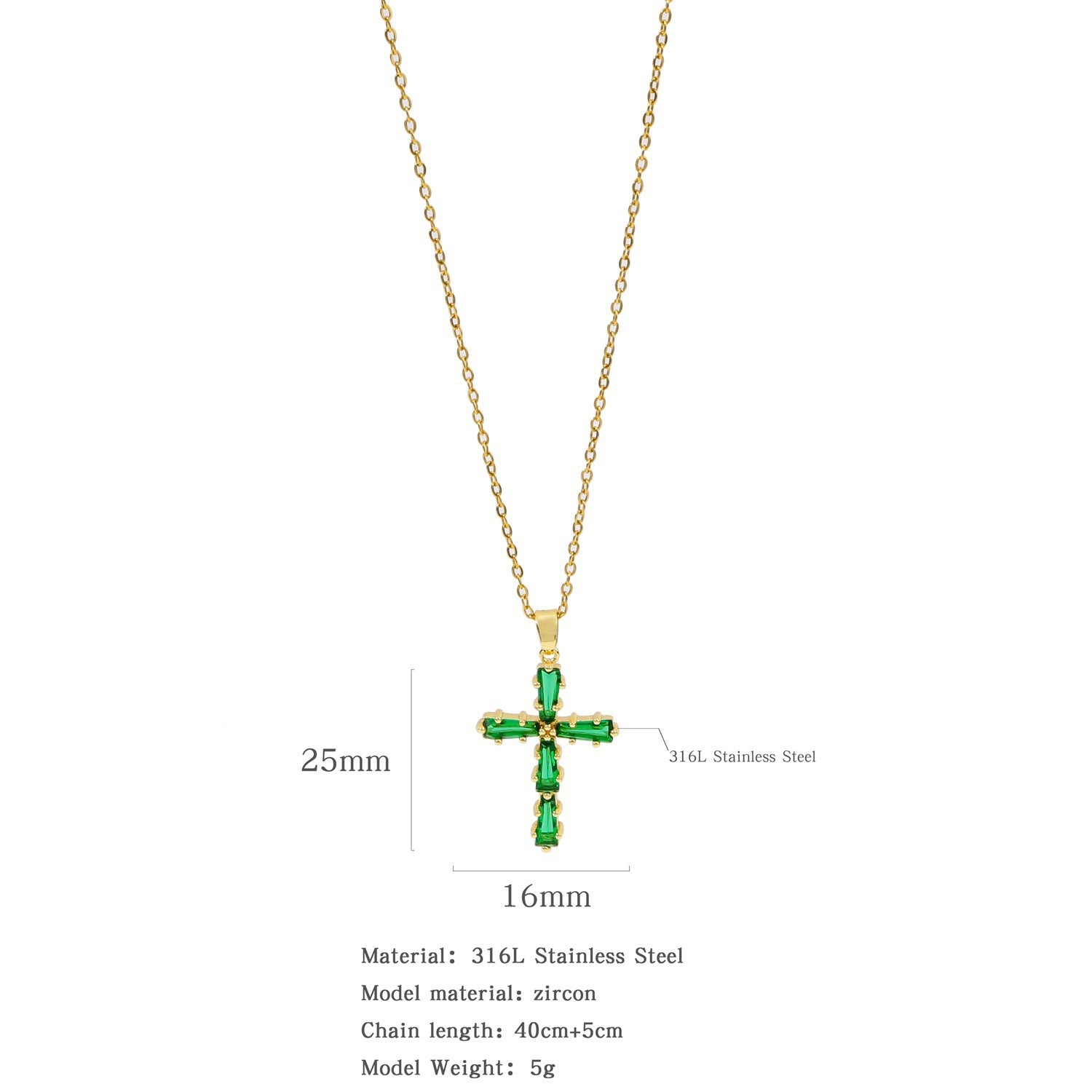 Wholesale Colorfulful Zircon Men' s and Women' s Cross Necklace Niche Design