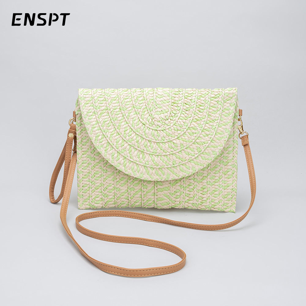Wholesale Crossbody Hand-held Ethnic Style Summer Beach Tassel Straw Bag