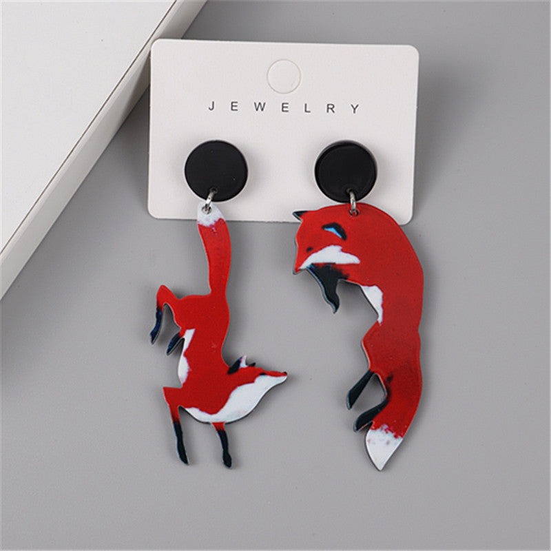 Wholesale Creative Lizard Gecko Red Fox Acrylic Earrings