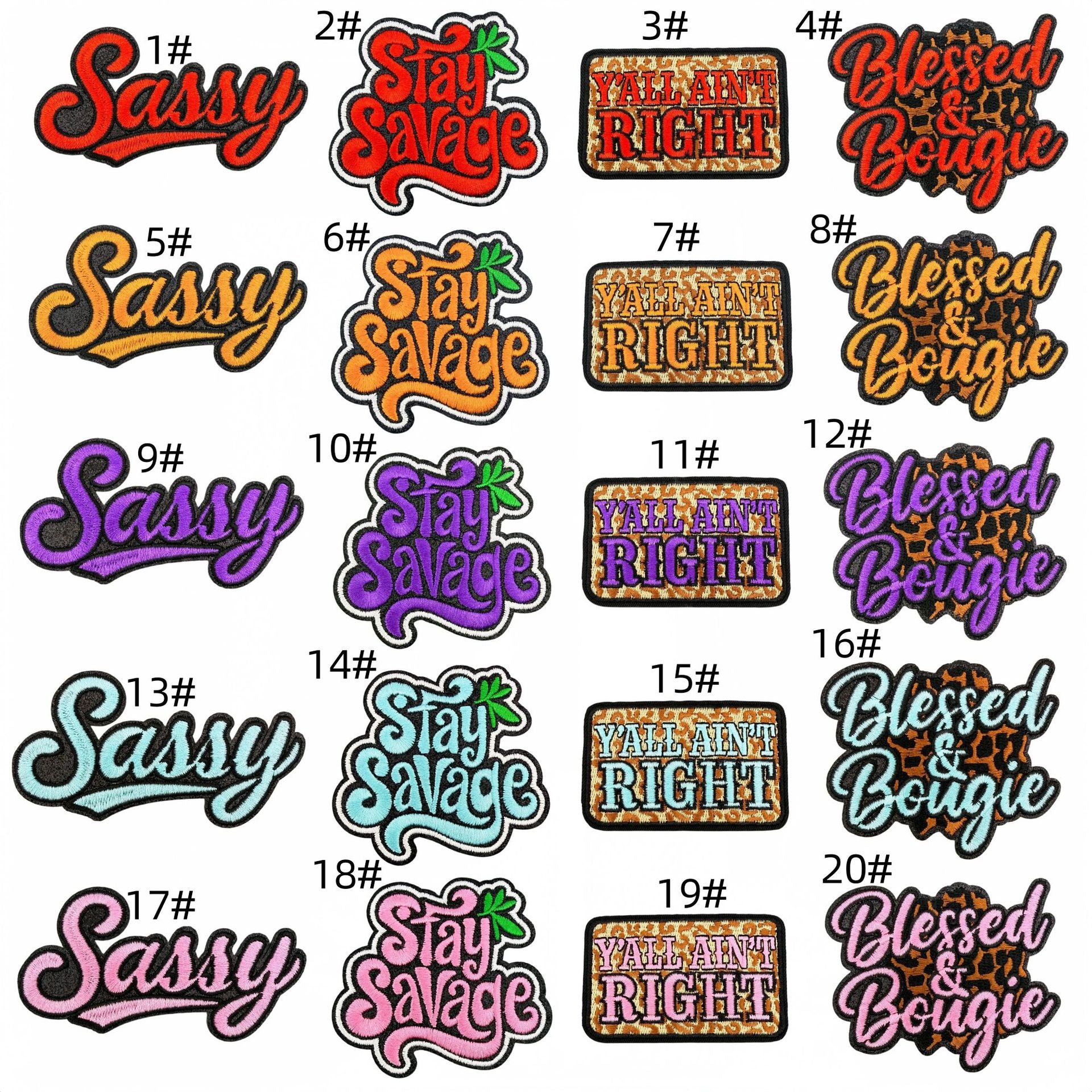 Wholesale Stylish 20 Piece Embroidered Letter Patches Leopard Print Iron On Badges For Clothing Bags DIY Craft Supply